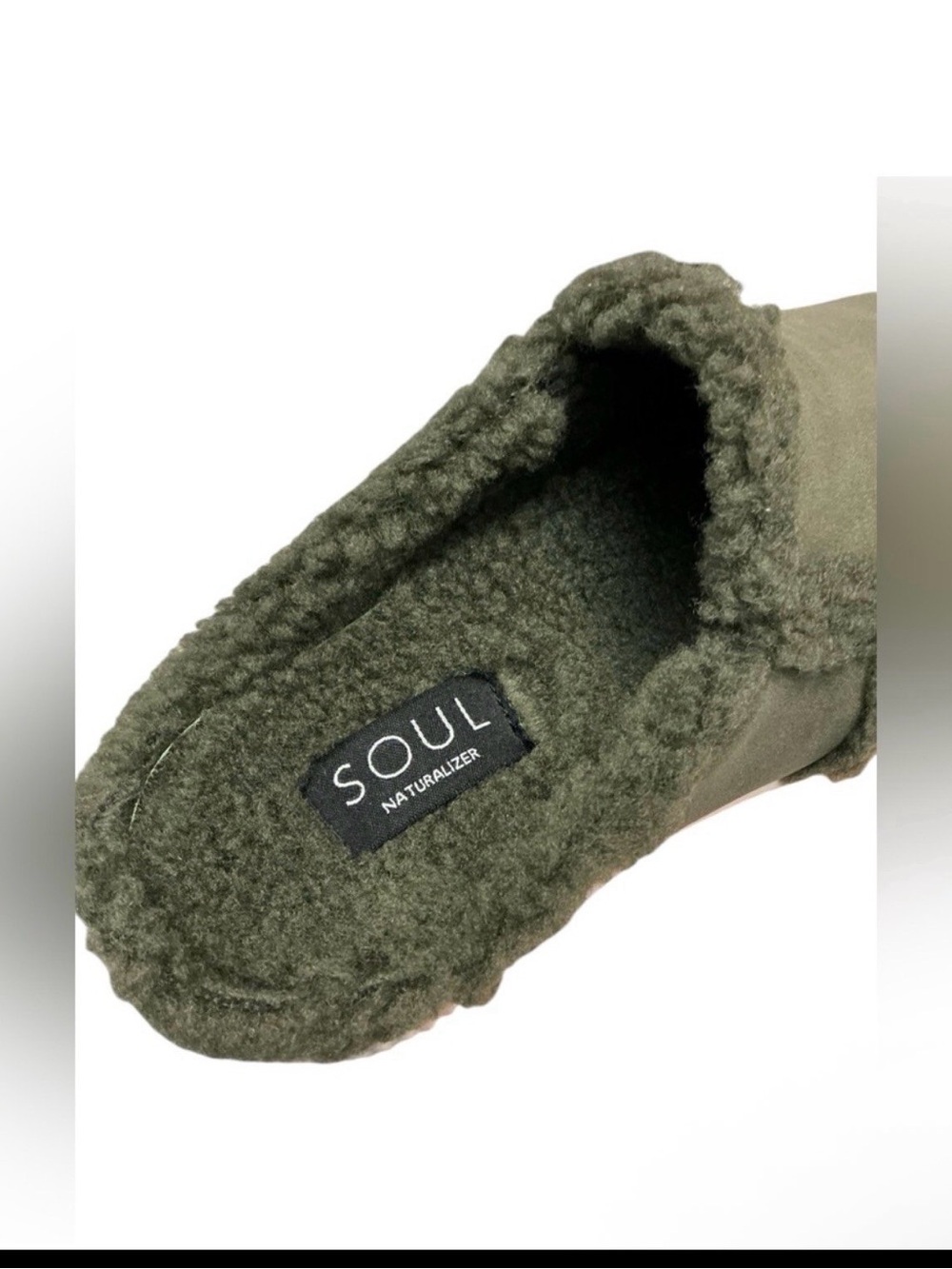 SOUL Naturalizer Olive Green Shearling-Trim Slip-On Mule Sz 6.5 NIB - Picture 6 of 9